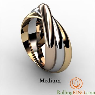 14K Solid Gold Tricolor Rolling Ring. IN STOCK! FREE SHIPPING!