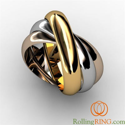 14K Solid Gold Tricolor THICK Rolling Ring. IN STOCK! FREE SHIPPING!