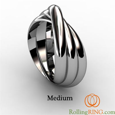 14K Solid White Gold 3 Band Rolling Ring. IN STOCK! FREE SHIPPING!